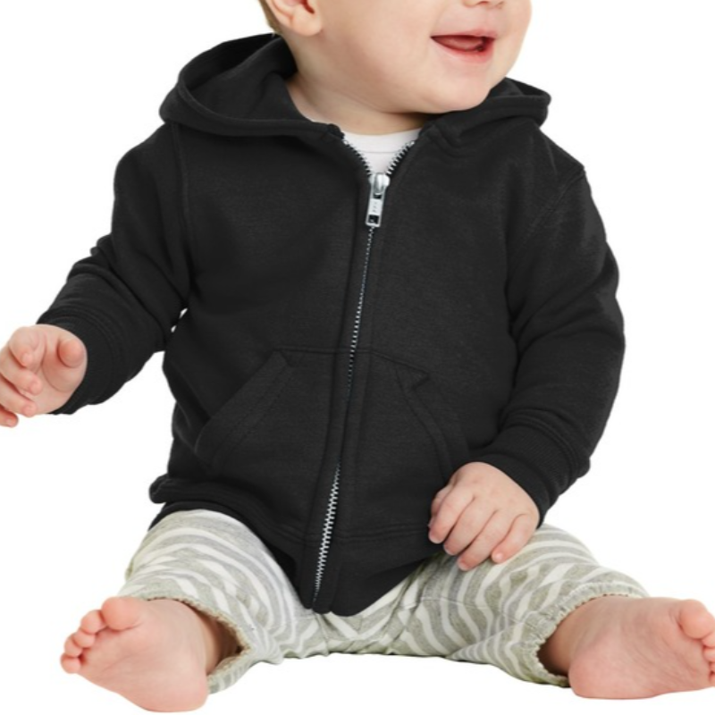 Port & Company Infant Zip Sweatshirt (Jet Black/White text) Main Image